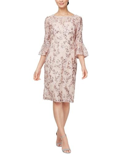 Alex Evenings Embroidered Sequin Sheath Dress - Pink