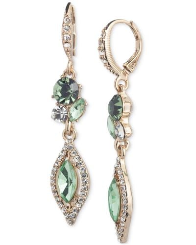 Givenchy Gold-tone Pave & Color Crystal Double Drop Earrings - White