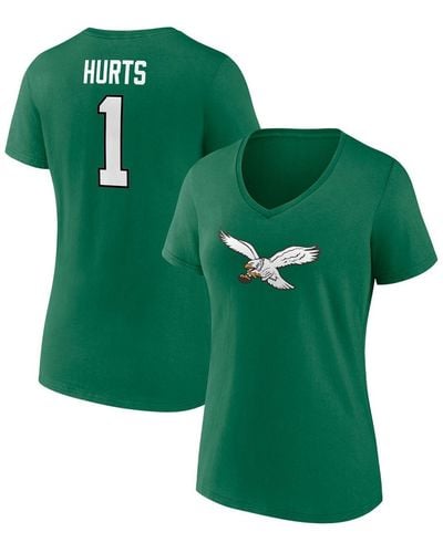 Fanatics Jalen Hurts Philadelphia Eagles Player Icon Name And Number V-neck T-shirt - Green