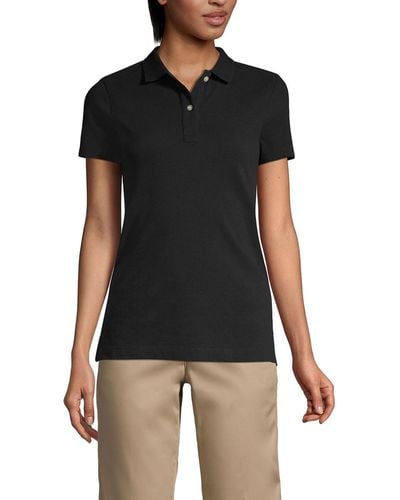 Lands' End School Uniform Short Sleeve Feminine Fit Mesh Polo Shirt - Black