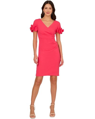 Adrianna Papell Embellished-sleeve Sheath Dress - Red