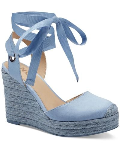 INC International Concepts Maisie Lace-up Espadrille Wedge Sandals - Blue