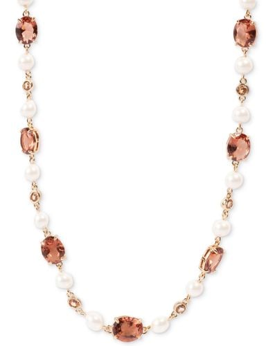 Lauren by Ralph Lauren Gold-tone Crystal & Imitation Pearl Collar Necklace - Metallic