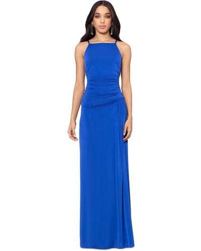 Betsy & Adam Petite Ruched Gown - Blue
