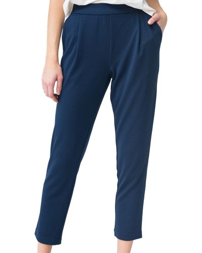 Adrienne Landau Pull-on Pleat-front Cropped Pants - Blue