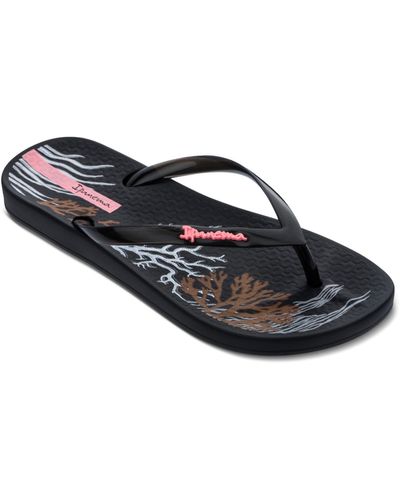 Ipanema Ana Glossy Slip-on Printed Flip Flop Sandals - Black