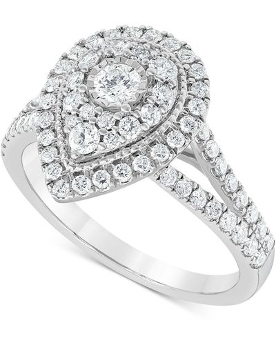 Macy's Diamond Pear-shaped Halo Cluster Engagement Ring (1 Ct. T.w. - White