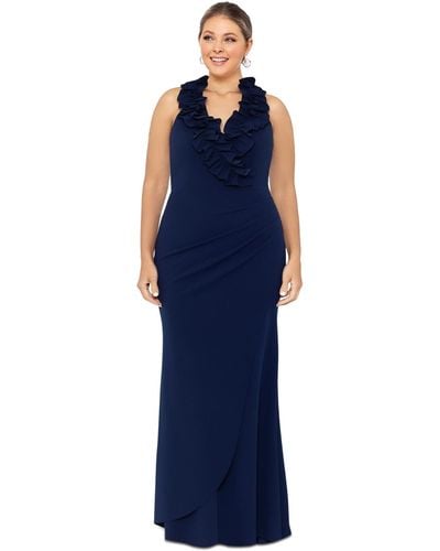 Xscape Plus Size Ruffled Gown - Blue