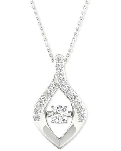 Twinkling Diamond Star Diamond Wishbone 18" Pendant Necklace (1/4 Ct. T.w. - White