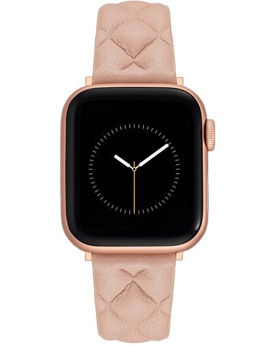 Anne Klein Quilt Patterned Leather Band For Apple Watch Secure - Black