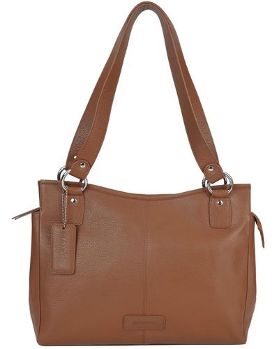 Mancini Pebble Kelsea Leather Shoulder Bag - Brown