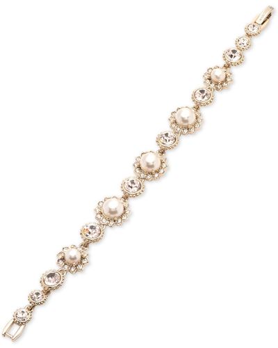 Marchesa Tone Imitation Pearl & Crystal Link Bracelet - Metallic