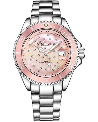 Stuhrling Tone Stainless Steel Bracelet Watch 39mm - Pink