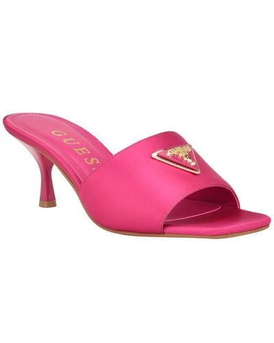 Guess Lusine Slip On Kitten Heel Sandals - Pink