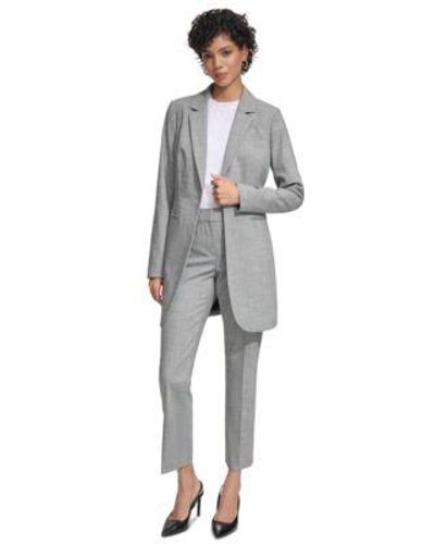 Calvin Klein Petite One Button Blazer Slim Leg Pants - Gray