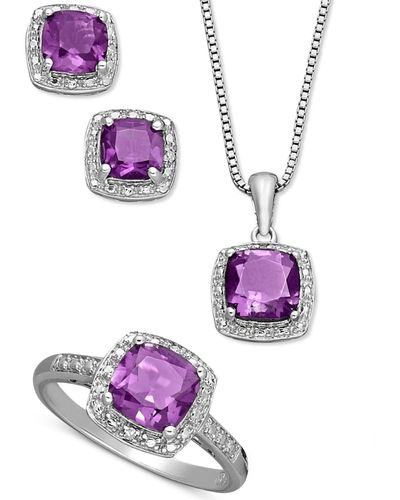 Macy's Sterling Silver Jewelry Set - Purple