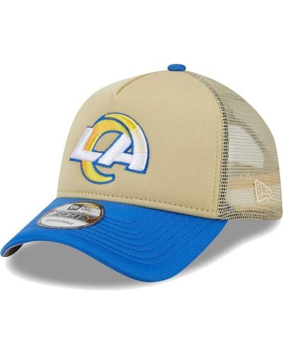 KTZ Tan, Royal Los Angeles Rams All Day A-frame Trucker 9forty Adjustable Hat - Blue