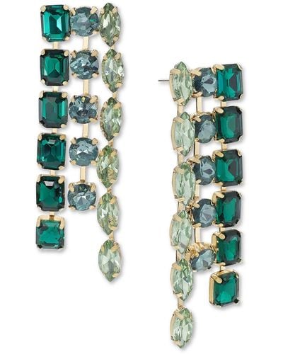 INC International Concepts Mixed-metal Crystal Linear Earrings - Green