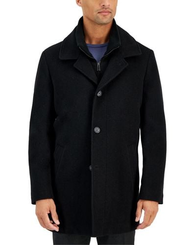 Calvin Klein Classic Fit Wool Blend Overcoat - Black