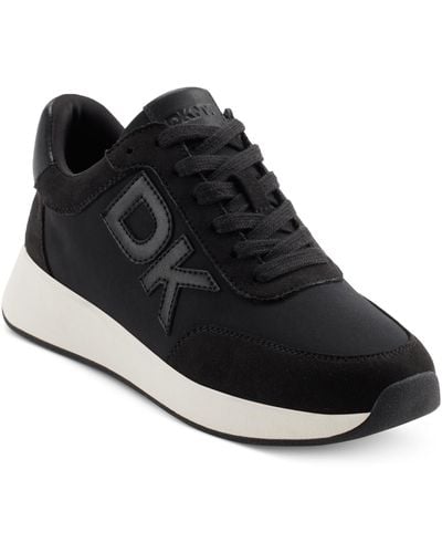 DKNY Oaks Logo Applique Athletic Lace Up Sneakers - Black