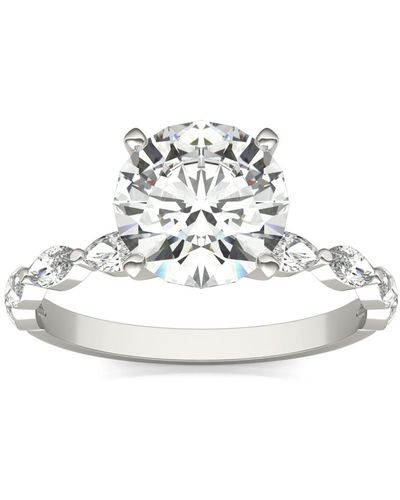 Charles & Colvard Moissanite Accented Solitaire Engagement Ring (2-1/2 Carat Total Weight Diamond Equivalent - White
