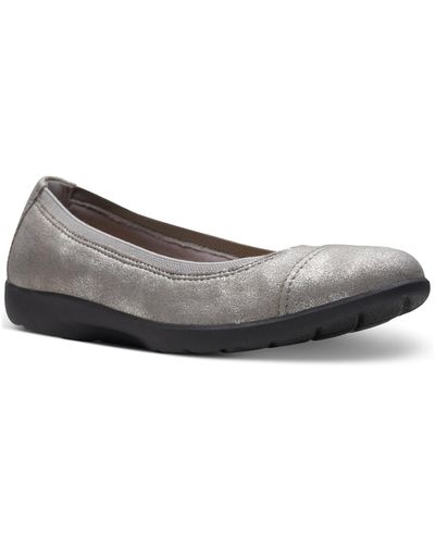Clarks Meadow Opal Cap-toe Comfort Flats - Gray