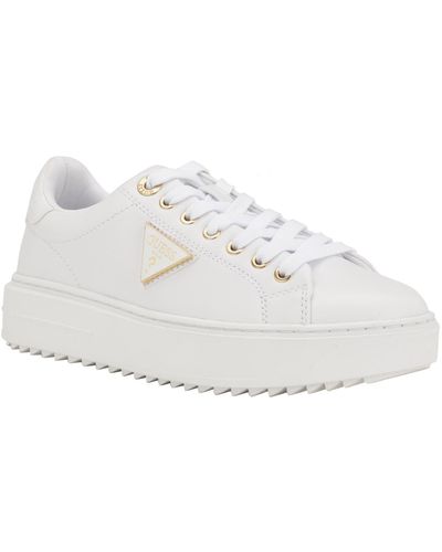 Guess Denesa Treaded Platform Lace-up Sneakers - White
