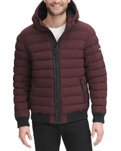 DKNY Quilted Hooded Bomber Jacket - Multicolor