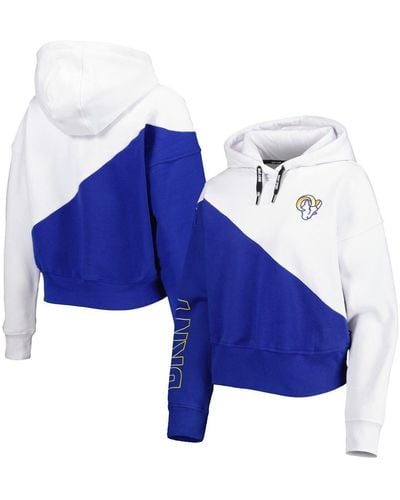 DKNY Sport White And Royal Los Angeles Rams Bobbi Color Blocked Pullover Hoodie - Blue