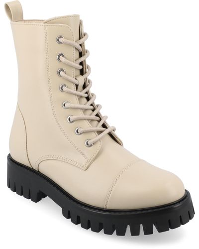 Journee Collection Aaley Medium And Wide Width Lug Combat Bootie - Natural