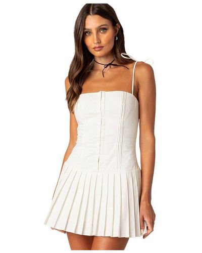 Edikted Perri Pleated Corset Mini Dress - White
