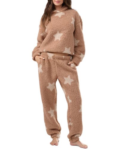 Splendid 2-pc. Printed Hooded jogger Pajamas Set - Natural