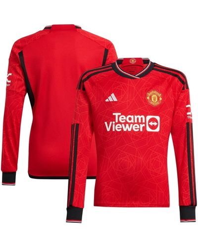 adidas Manchester United 2023/24 Home Replica Long Sleeve Jersey - Red