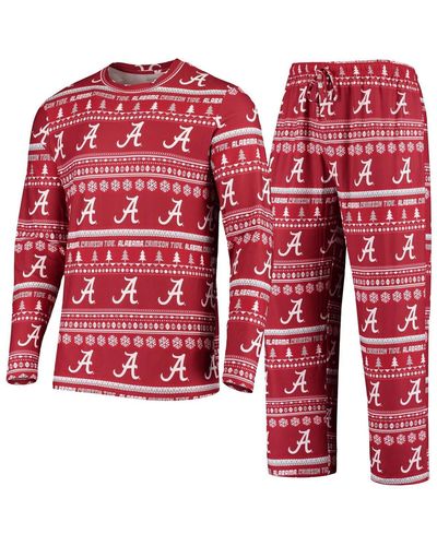 Concepts Sport Alabama Tide Ugly Sweater Knit Long Sleeve Top And Pant Set - Red