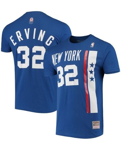 Mitchell & Ness Julius Erving New York Nets Hardwood Classics Stitch Name And Number T-shirt - Blue
