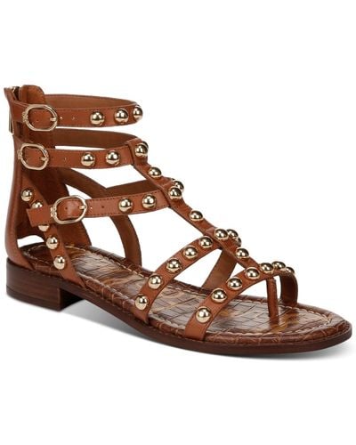 Sam Edelman Estella Studded Flat Gladiator Sandals - Brown