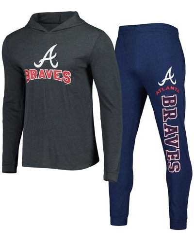 Concepts Sport Navy And Charcoal Atlanta Braves Meter Hoodie And sweatpants Set - Blue