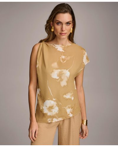 Donna Karan Sleeveless Printed Top - Brown