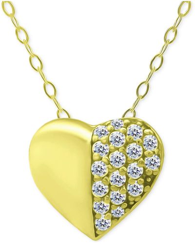 Giani Bernini Cubic Zirconia Pave Heart Pendant Necklace - Metallic