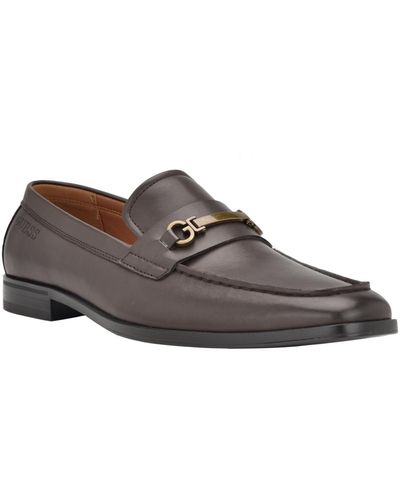 Guess Haldie Square Toe Slip On Dress Loafers - Brown