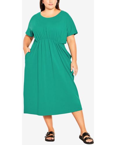 Avenue Plus Size Cool Tie Maxi Dress - Green