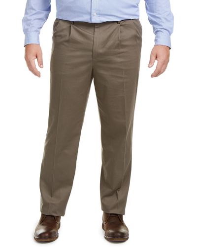 Dockers Big & Tall Signature Lux Cotton Classic Fit Pleated Creased Stretch Khaki Pants - Brown