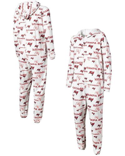 Concepts Sport Tampa Bay Buccaneers Allover Print Docket Union Full-zip Hooded Pajama Suit - White