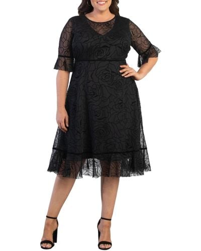 Kiyonna Plus Size Francesca Cocktail Dress - Black