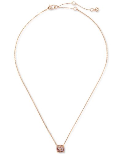 Kate Spade Gold-tone Square Glitter Stone Mini Pendant Necklace - Metallic