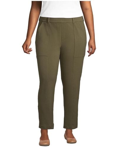 Lands' End Plus Size Starfish Mid Rise Elastic Waist Pull On Utility Ankle Pants - Green