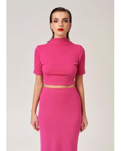 Nanas Short Sleeve Premium Stretchy Knit Top - Pink