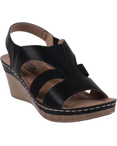 Gc Shoes Banks Cut Out Elastic Slingback Slip-on Wedge Sandals - Black