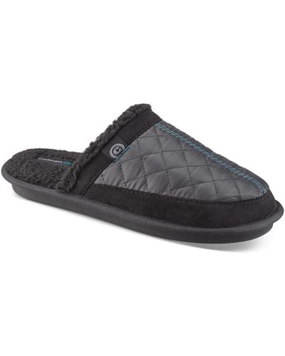 Cobian Happy Camper Quilted Fleece-lined Mule Slippers - Black