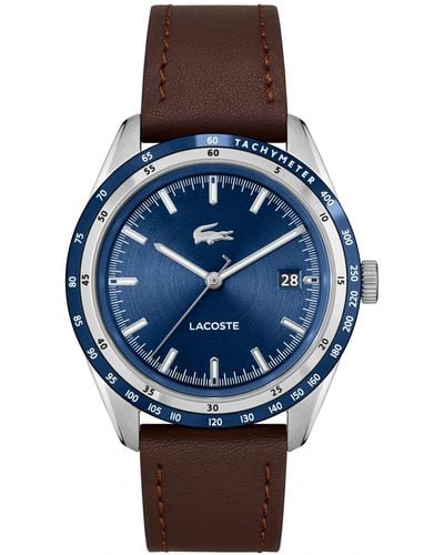 Lacoste Everett Quartz Leather Strap Watch 40mm - Blue